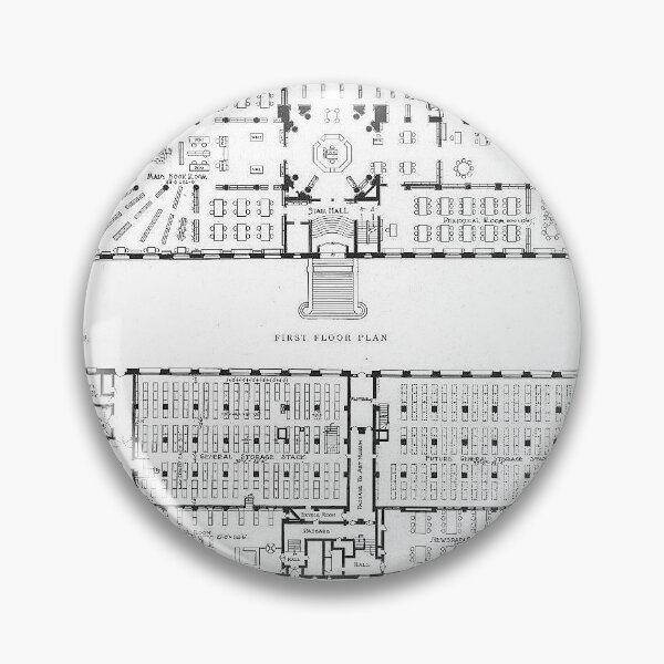 Item preview, Library Floor Plan | Vintage Map designed and sold by GammaRay.