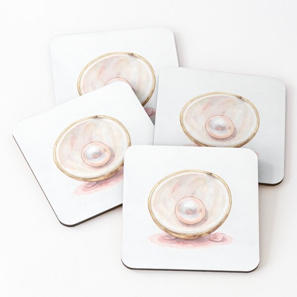 Item preview, Clam Shell Pearl Watercolor Art -  Luxury Coastal Pearl Print designed and sold by LuminaArtRO.
