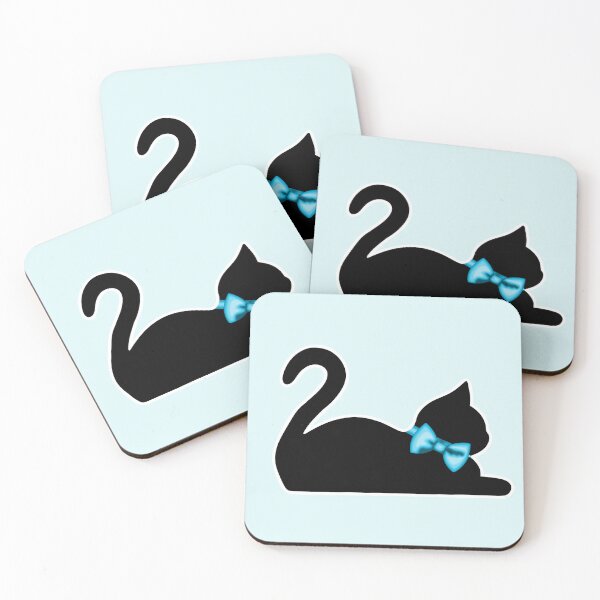 Item preview, Preppy Lounging Cat Silhouette with Blue Bow Collar designed and sold by Kaimarbe | Cute Stickers & Apparel.
