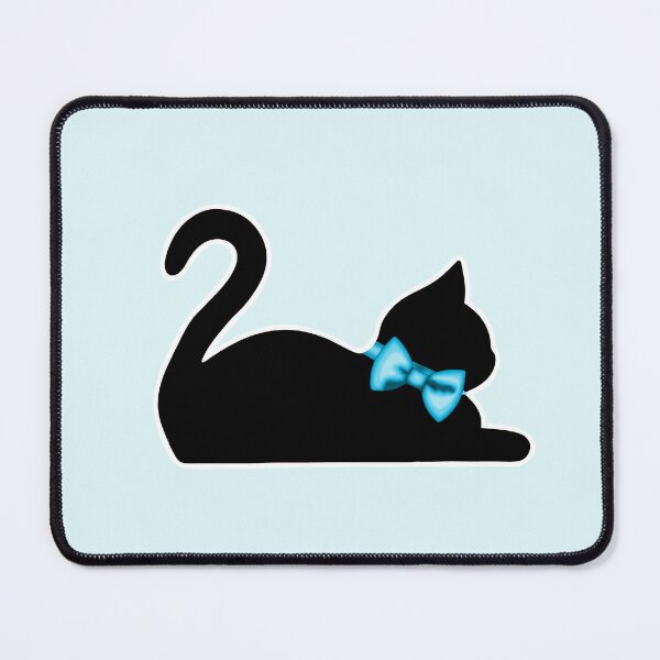 Item preview, Preppy Lounging Cat Silhouette with Blue Bow Collar designed and sold by Kaimarbe | Cute Stickers & Apparel.