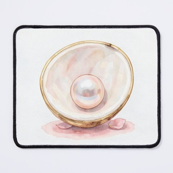 Item preview, Clam Shell Pearl Watercolor Art -  Luxury Coastal Pearl Print designed and sold by LuminaArtRO.