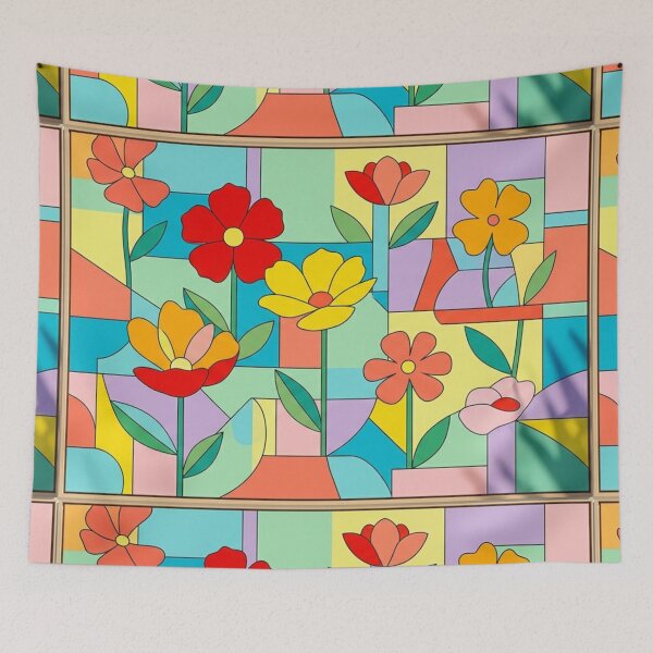 Item preview, Colorful Abstract Floral Pattern | Modern Art Design | Red, Yellow, Orange Flowers designed and sold by Ditstyle.