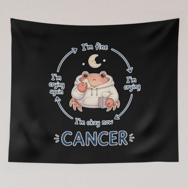 Item preview, Cancer Crying Emotional Cycle Cute Crab Zodiac Meme Art designed and sold by AMS.