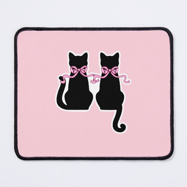 Item preview, Coquette Sitting Cats Silhouette Twin Pink Ribbon Bows designed and sold by Kaimarbe | Cute Stickers & Apparel.