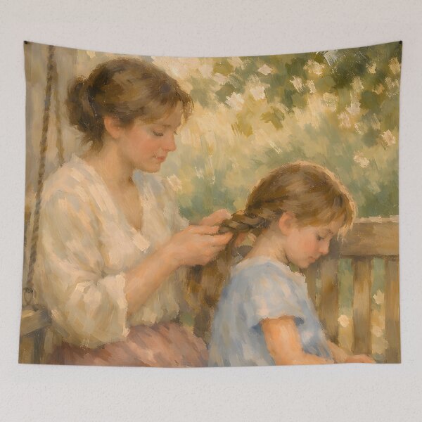 Item preview, Impressionist Mother Braiding Daughter Hair designed and sold by AwesomeBeyondLimits.