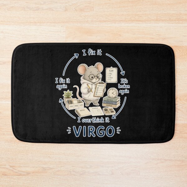 Item preview, Virgo Perfectionist Overthink Fix It Cycle Cute Mouse Zodiac Meme Art designed and sold by AMS.