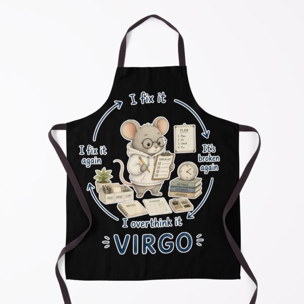 Item preview, Virgo Perfectionist Overthink Fix It Cycle Cute Mouse Zodiac Meme Art designed and sold by AMS.