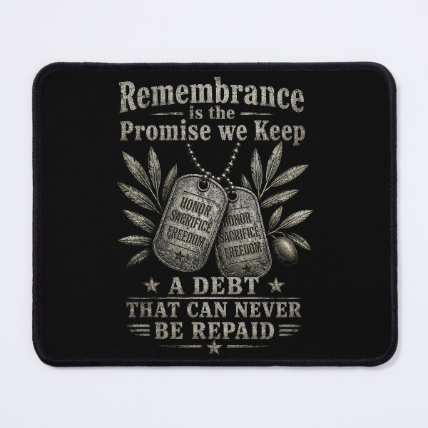 Item preview, Remembrance Is The Promise We Keep Honor Sacrifice Freedom A Debt That Can Never Be Repaid Military Veteran Patriotism designed and sold by FormalDehyena.