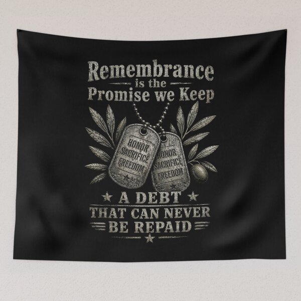 Item preview, Remembrance Is The Promise We Keep Honor Sacrifice Freedom A Debt That Can Never Be Repaid Military Veteran Patriotism designed and sold by FormalDehyena.