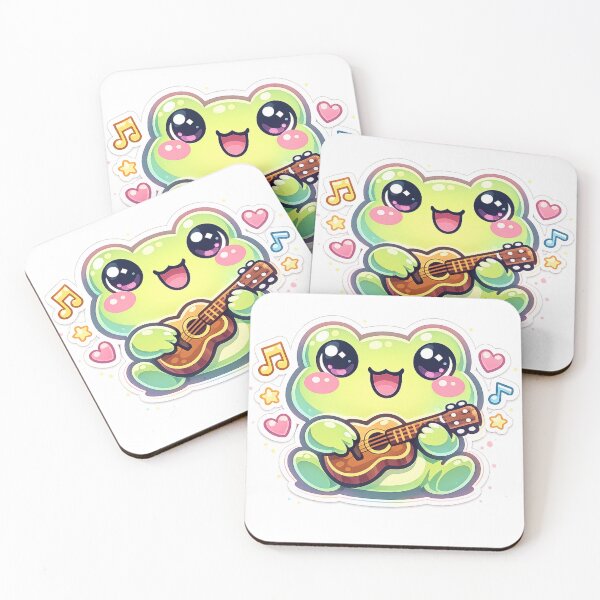 Item preview,  Frog Musician Playing Tiny Guitar – Cute Cartoon Musical Frog Pastel Art designed and sold by ArtsyExplorer.