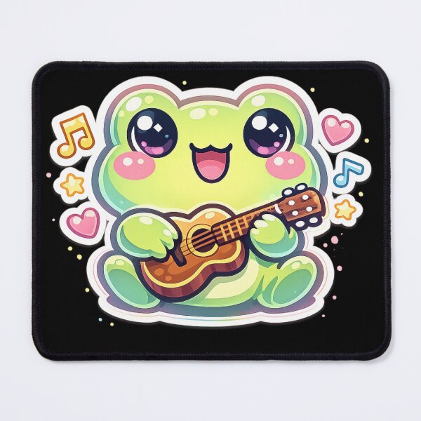 Item preview, Frog Musician Playing Tiny Guitar – Cute Cartoon Musical Frog Pastel Art designed and sold by ArtsyExplorer.