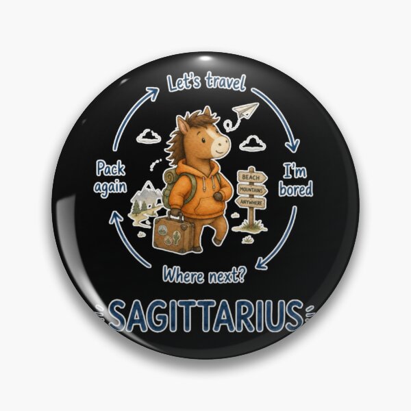 Item preview, Sagittarius Travel Wanderlust Cycle Cute Horse Zodiac Meme Art designed and sold by AMS.