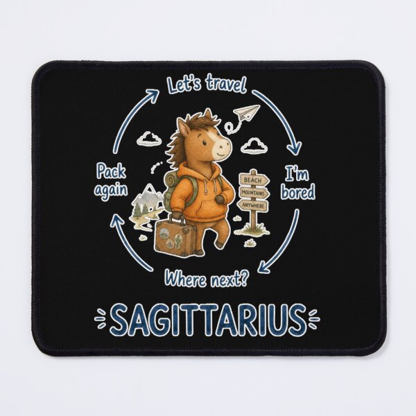 Item preview, Sagittarius Travel Wanderlust Cycle Cute Horse Zodiac Meme Art designed and sold by AMS.