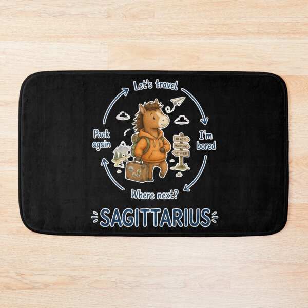 Item preview, Sagittarius Travel Wanderlust Cycle Cute Horse Zodiac Meme Art designed and sold by AMS.