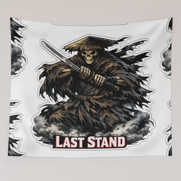 Item preview, Last Stand Skeleton Ronin Samurai With Katana Dark Warrior Sticker designed and sold by Ecocrushstudio.