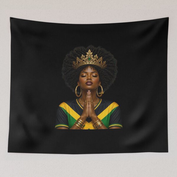 Item preview, Praying Black Woman Jamaican Queen Afro designed and sold by FormalDehyena.