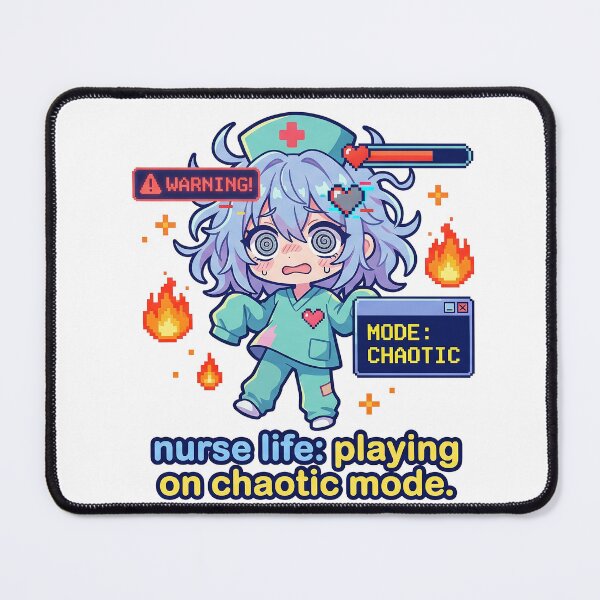 Item preview, Nurse Chaotic Mode Sticker - Kawaii Gamer Streamer Anime Art for Healthcare Workers designed and sold by Osmose-Studio.