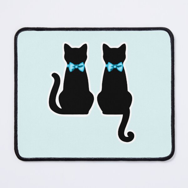Item preview, Preppy Sitting Cats Silhouette Twin Blue Bow Collars designed and sold by Kaimarbe | Cute Stickers & Apparel.
