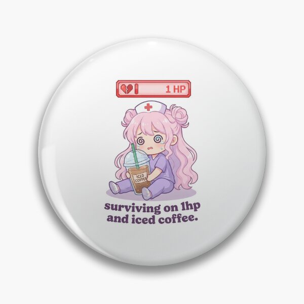 Item preview, Nurse Iced Coffee HP Sticker - Kawaii Gamer Streamer Anime Art for Healthcare Workers designed and sold by Osmose-Studio.