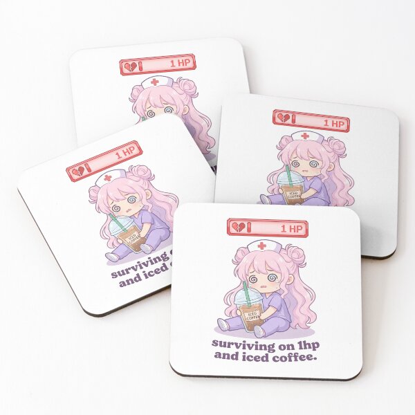 Item preview, Nurse Iced Coffee HP Sticker - Kawaii Gamer Streamer Anime Art for Healthcare Workers designed and sold by Osmose-Studio.
