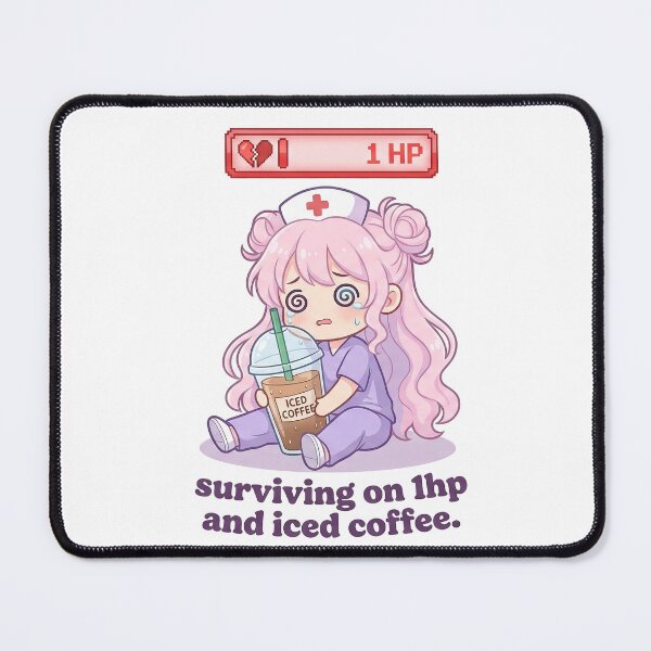 Item preview, Nurse Iced Coffee HP Sticker - Kawaii Gamer Streamer Anime Art for Healthcare Workers designed and sold by Osmose-Studio.