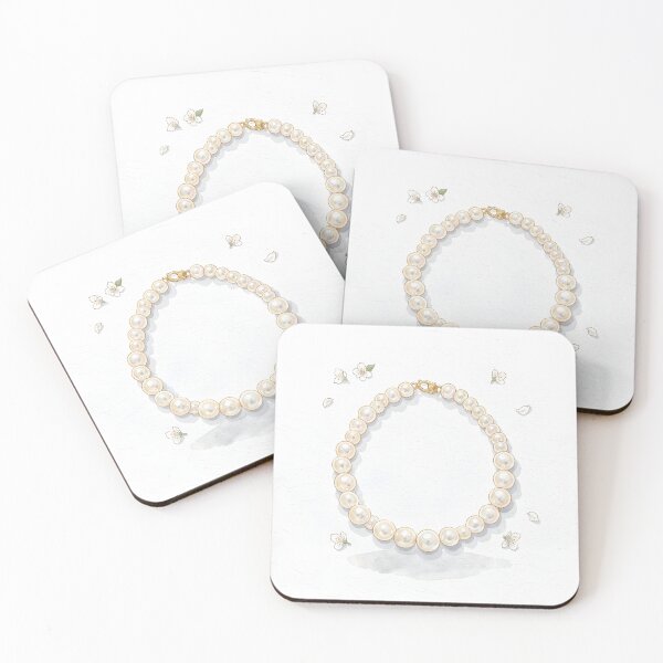 Item preview, Pearl Necklace Watercolor Art -  Luxury Jewelry Coastal Print designed and sold by LuminaArtRO.