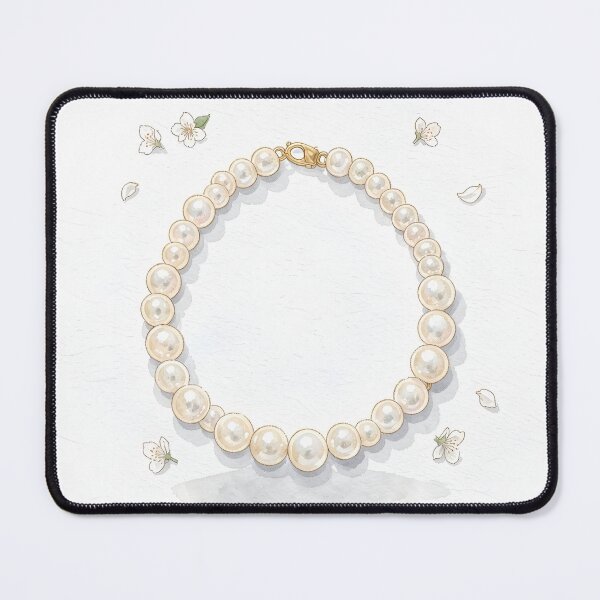 Item preview, Pearl Necklace Watercolor Art - Luxury Jewelry Coastal Print designed and sold by LuminaArtRO.