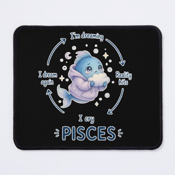 Item preview, Pisces Daydreaming Reality Hits Cycle Cute Fish Zodiac Meme Art designed and sold by AMS.