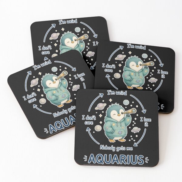 Item preview, Aquarius Weird Independent Cycle Cute Penguin Zodiac Meme Art designed and sold by AMS.