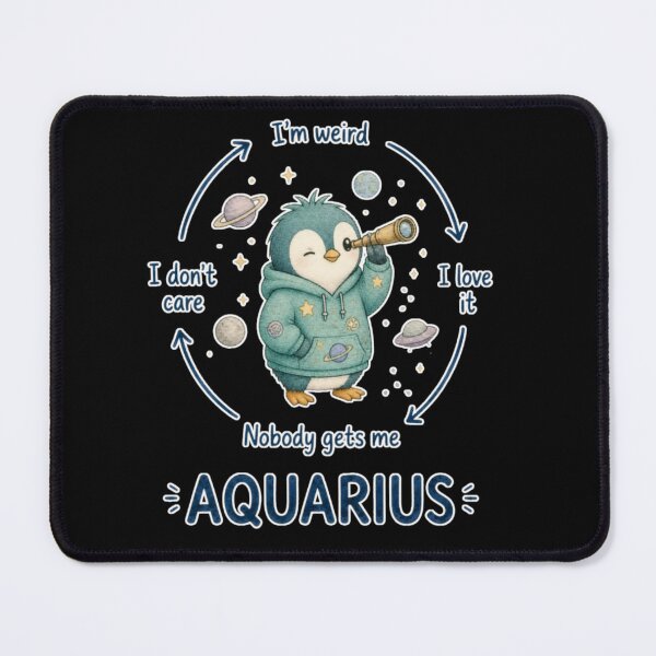 Item preview, Aquarius Weird Independent Cycle Cute Penguin Zodiac Meme Art designed and sold by AMS.