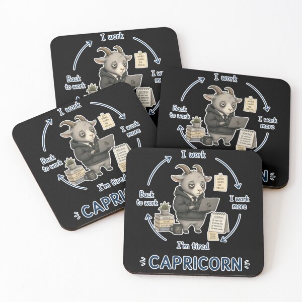 Item preview, Capricorn Workaholic Hustle Cycle Cute Goat Zodiac Meme Art designed and sold by AMS.