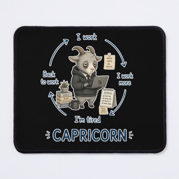 Item preview, Capricorn Workaholic Hustle Cycle Cute Goat Zodiac Meme Art designed and sold by AMS.