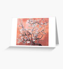 Vincent Van Gogh almond blossoms deep peach Greeting Card