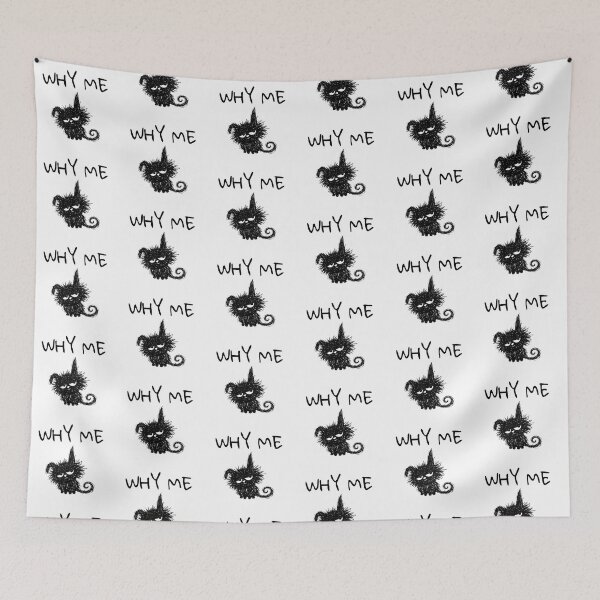 Item preview, Funny Black Cat – Why Me Mood | Doodle Cat Meme designed and sold by moodiecatshop.