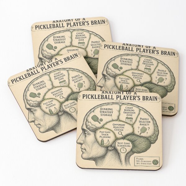 Item preview, Pickleball Player Brain Scan – Funny Vintage Anatomy Humor Art | Pickleball Gift designed and sold by irfanshikh.