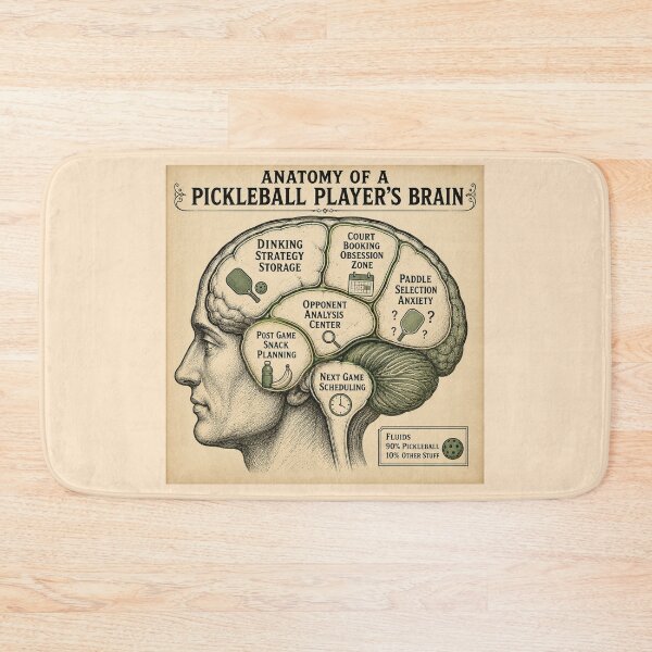 Item preview, Pickleball Player Brain Scan – Funny Vintage Anatomy Humor Art | Pickleball Gift designed and sold by irfanshikh.