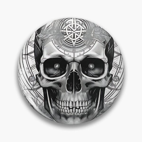 Item preview, Gothic Alchemist Skull - Occult Geometric Halo Engraving Art designed and sold by DarkOriginArts.