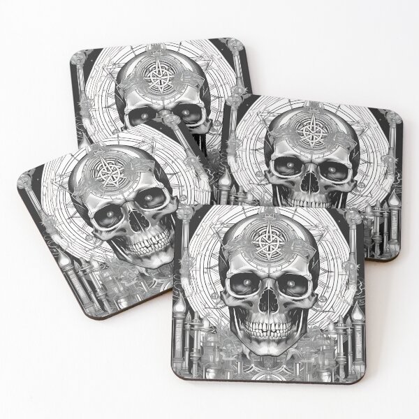 Item preview, Gothic Alchemist Skull - Occult Geometric Halo Engraving Art designed and sold by DarkOriginArts.