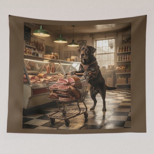 Item preview, Black Lab Prepares a Backyard Barbeque Party designed and sold by Tridentulus.