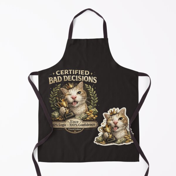Item preview, Certified Bad Decisions Cat Funny Meme Graphic T-Shirts designed and sold by KDesignCrafts.