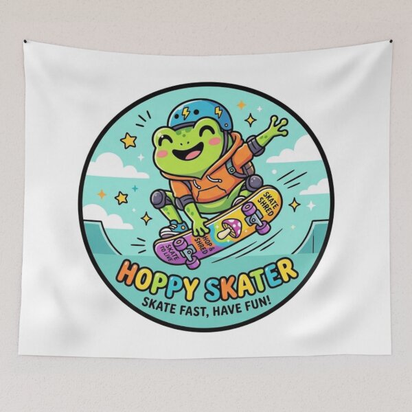 Item preview, Skateboard Frog Doing Tricks – Cool Cartoon Frog Street Aesthetic designed and sold by ArtsyExplorer.