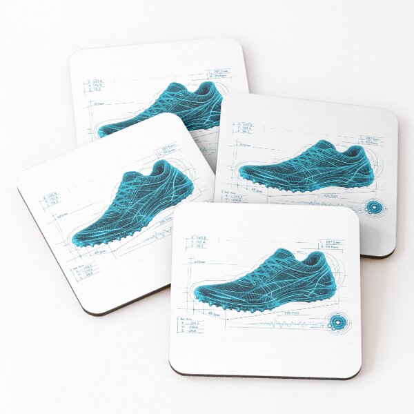 Item preview, Futuristic CAD Wireframe Running Shoe Blueprint designed and sold by krish-prints.