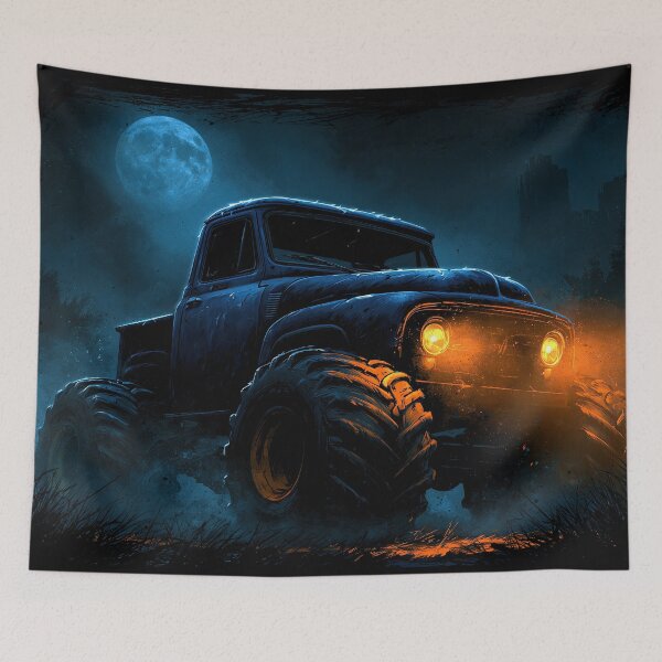Item preview, Blue Truck Parked in Eerie Moonlit Forest designed and sold by Piotrek0001.