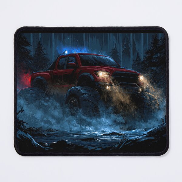 Item preview, Red Truck Splashing Water in Dark Night designed and sold by Piotrek0001.