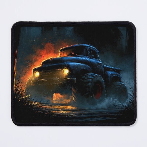 Item preview, Truck Silhouette with Glowing Orange Headlights designed and sold by Piotrek0001.