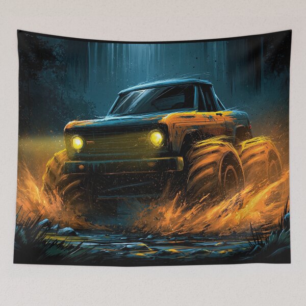 Item preview, Yellow Truck Glowing in Intense Forest Fire designed and sold by Piotrek0001.