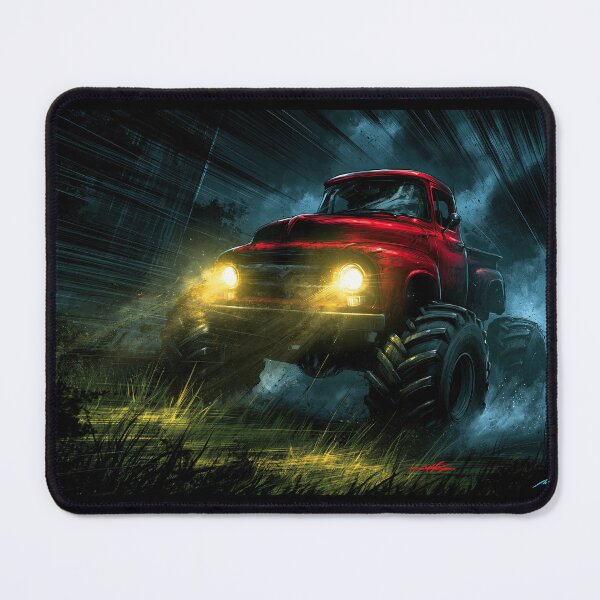 Item preview, Red Monster Truck Speeding in Heavy Rain designed and sold by Piotrek0001.