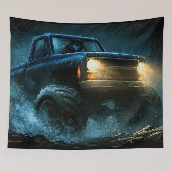 Item preview, Dark Blue Truck in Muddy Night Water designed and sold by Piotrek0001.