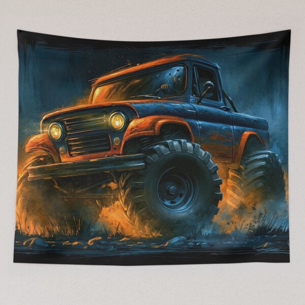Item preview, Orange Truck Splashing Mud in Golden Light designed and sold by Piotrek0001.