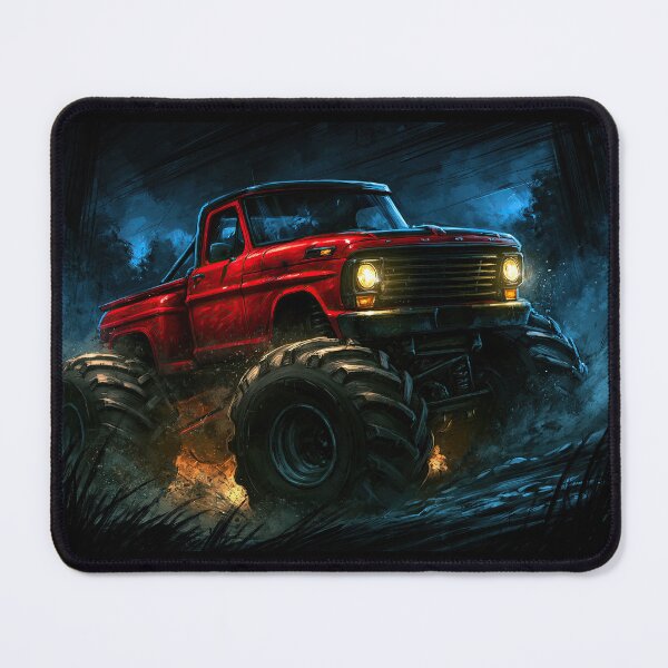 Item preview, Red 4x4 Truck in Deep Blue Night Forest designed and sold by Piotrek0001.